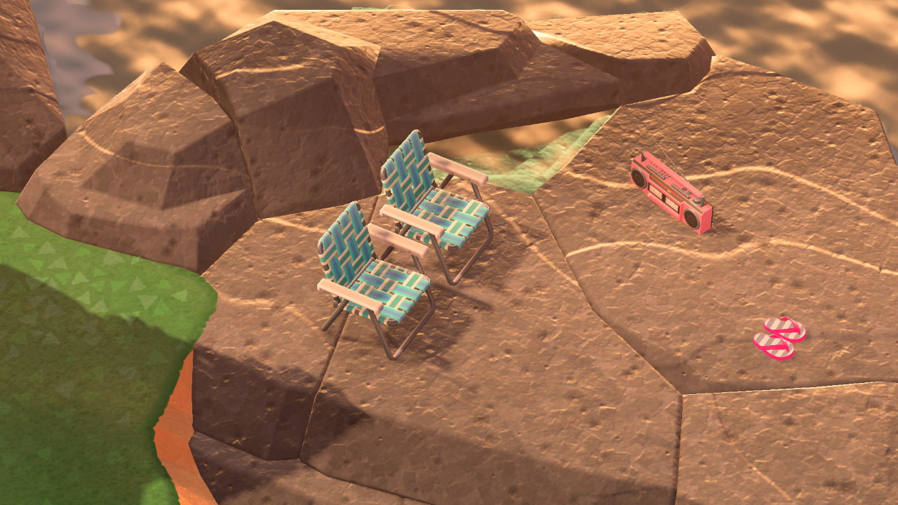 Reposeras en una roca en la playa